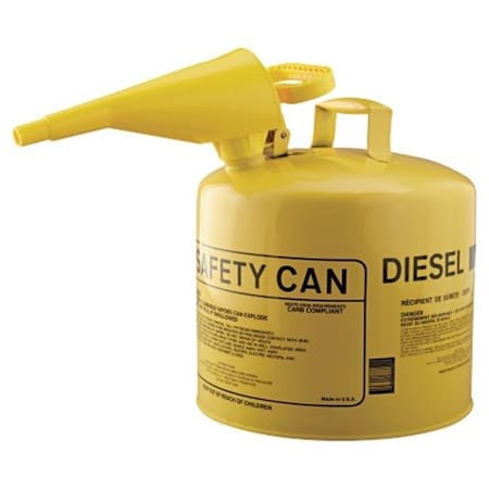 Eagle Mfg 258-UI-50-FSY 5Gal.Metal Yellow Type Isafety Can W-F-15 Funnel